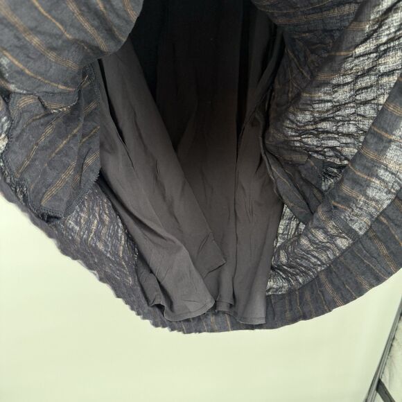 By Together Blue Striped Puff Sleeve Babydoll Mini Dress Size Large Boho Rayon - Picture 7 of 9